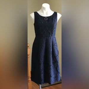 TALBOTS Sleeveless, Black & Blue Paisley Embroidered Dress Sz. 2p NWT!